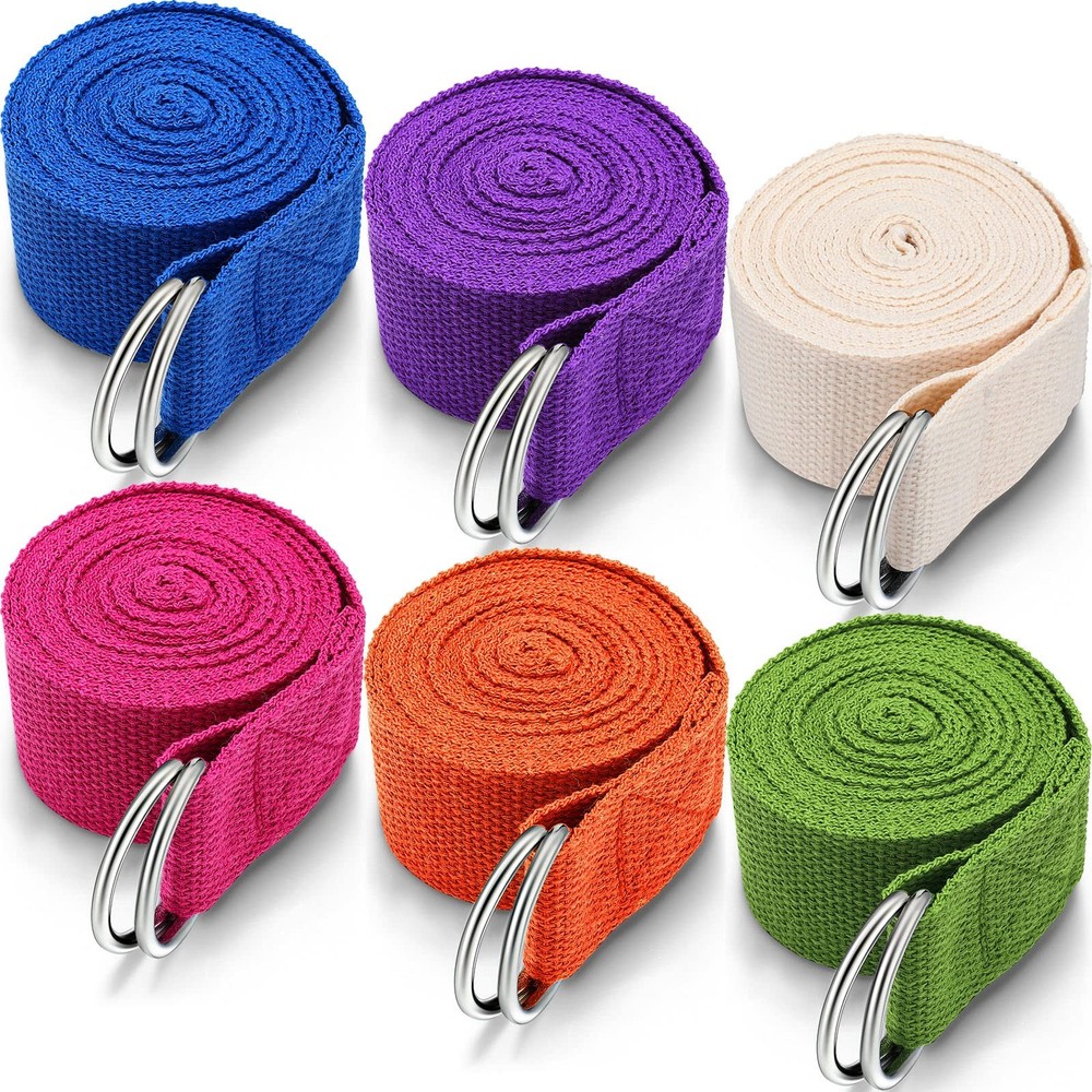 6 Pcs Yoga Strap for Stretching 8 Ft Yoga Exercise Adjustable Straps Bands wi…