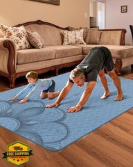 lvme Large Yoga Mat Blue-gray 75.5″x47.6″x0.4″