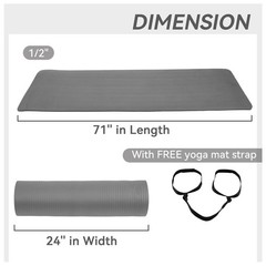 Fitvids 1/2-Inch Thick High Density Exercise Yoga Mat, Carrying Strap (Used)