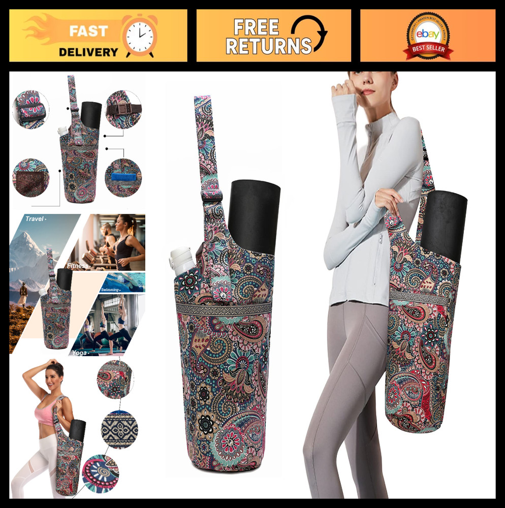 Large Yoga Mat Bag with Zipper Pocket, Fits Most Mats & Accessories, Ideal Gift