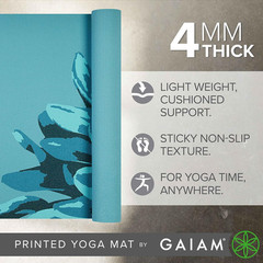 Gaiam Print Yoga Mat, Non Slip Exercise & Fitness Mat for All Types of Yoga, Pil