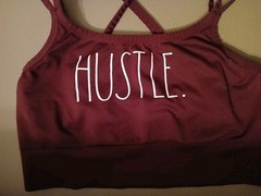 Rae Dunn “HUSTLE.” Sports Bra & Vivitar Yoga Dice Set