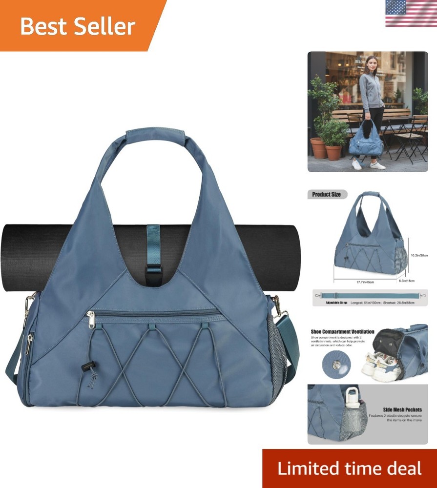 Gym Bag For Women With Yoga Mat Holder & Shoe Compartment & Wet Dry Storage P…