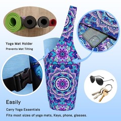 slyogabag Mandala Yoga Mat Bag with Large Waterproof Zipper Pocket and Drawst…