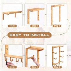 4 Tier Wooden Yoga Mat Holder Wall Mount, Yoga Mat Storage Rack, Home Gym Equ…