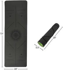 Non-Slip Yoga Mat W/ Alignment Marks – Lightweight Exercise Mat W/ Carry Strap
