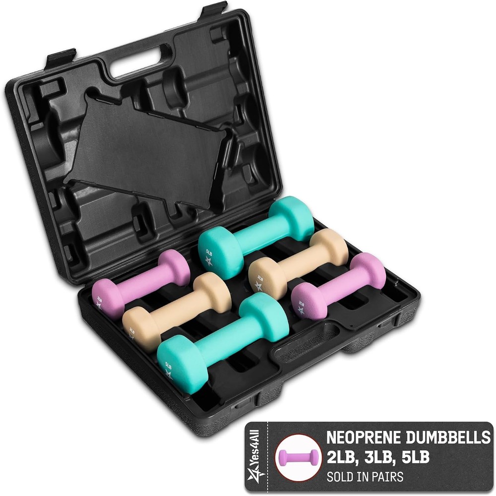 Neoprene Coated Dumbbell Hand Weight Sets Multiple Weight Options W/ Rack