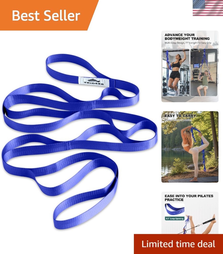 Mobility Aid & Leg Lifter Strap – 75″ Non-Elastic Stretching Strap in Royal Blue