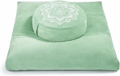 Meditation Cushion Set Zafu & Zabuton – Buckwheat Hull & Memory Foam Adjustable