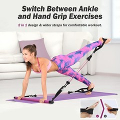 ALongSong Upgraded Pilates Bar Kit with Resistance Bands 30/40lbs, Purple Red