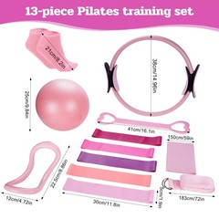 13 Piece Pilates Ring Set, Includes Pilates Ring, Yoga Ball, Fitness Band, Tension…