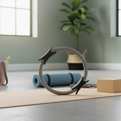 Pilates Ring Fitness Ring with Non Slip Handles for Core Workout (Light Grey)