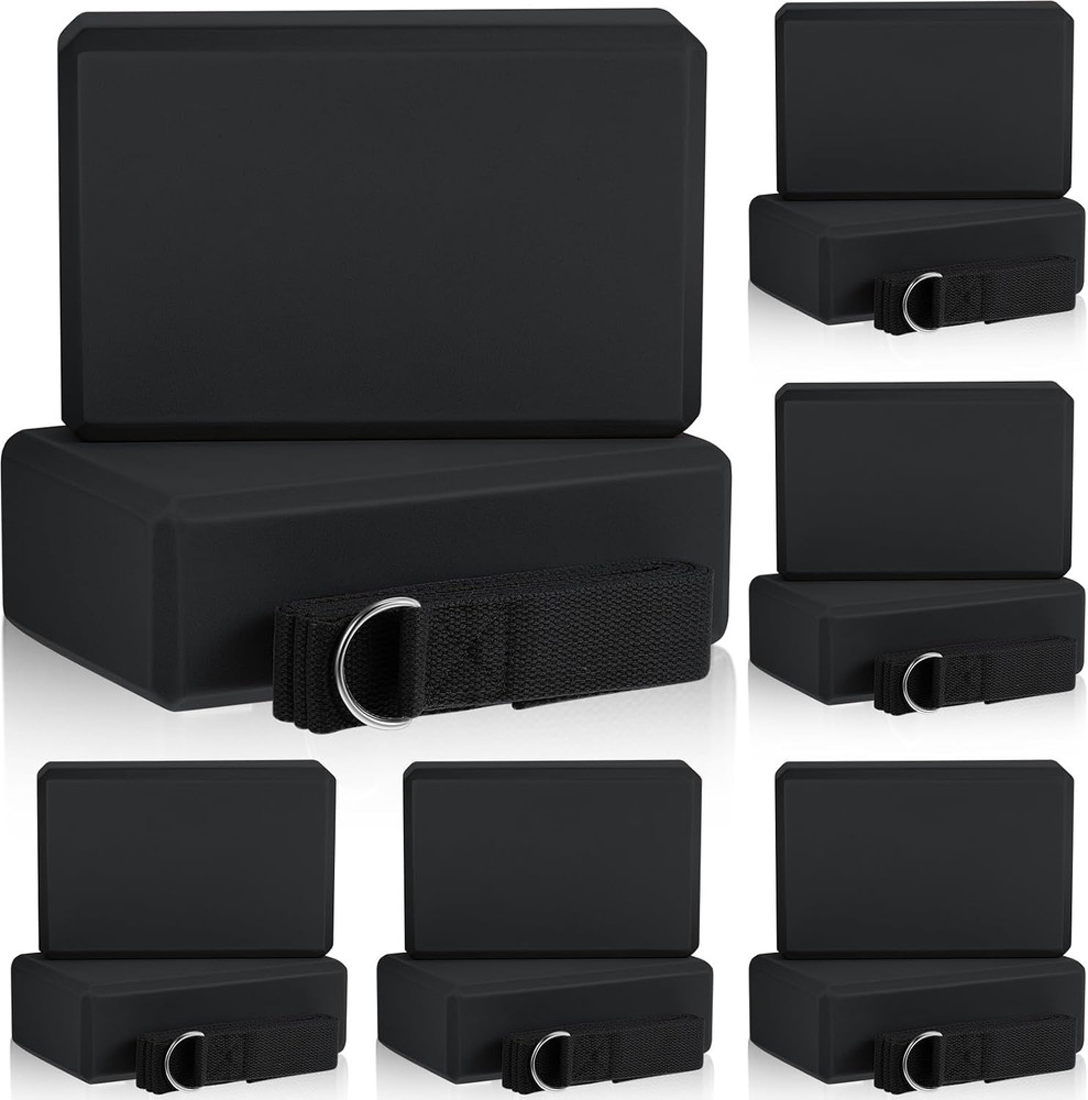 18 Pcs Yoga Block & Strap Set – 12 Foam Blocks & 6 Adjustable Straps