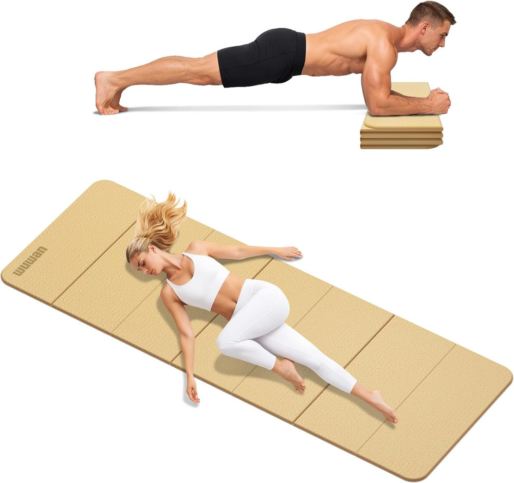 Extra Thick Folding Yoga Mat 0.4″ – Non-Slip TPE for Home Workouts & Pilates