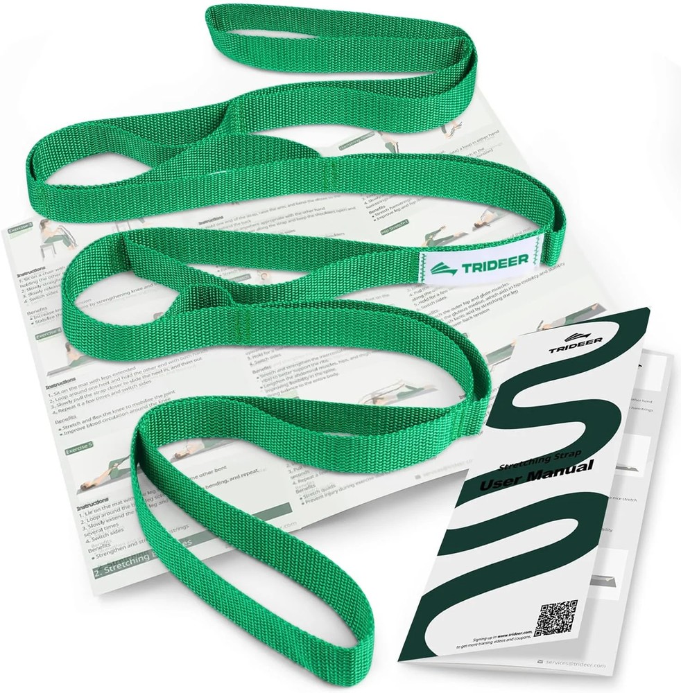 Trideer Stretching Strap with Loops & Leg Lifter, Non-Elastic PT-Style Physical