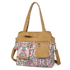boho series Large capacity canvas Personalized printing crossbody sling Red