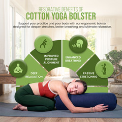Yoga Bolster w/Natural Cotton – Many Color Choices – 2 Shapes – Carry Strap
