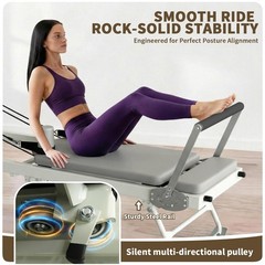 440LBS Pilates Reformer Foldable Pilates Equipment w/High Strength Alloy Springs
