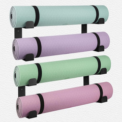 4 Tier Yoga Mat Holder Wall Mount Yoga Mat Storage Rack Heavy-Duty Steel Rollers