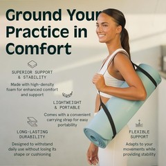 Solana Yoga Mat 1″ Thick w/Nylon Strap Durable Non Slip Exercise Mat Indoor US