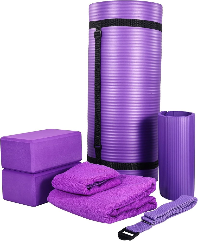 7-Piece Yoga Set W/ 71x24x1 Inches Extra Thick Mat & Carrying Sling