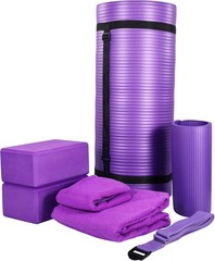 7-Piece Yoga Set W/ 71x24x1 Inches Extra Thick Mat & Carrying Sling
