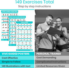 Yoga Poses + Stretching Exercises + Resistance Band Workouts Poster (3 Pack) 149