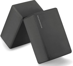 Set of 2 High Density Yoga Blocks, 9″x6″x4″ Each, Pair (Black)