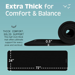 Retrospec Solana Yoga Mat Thick 1/2In Non-Slip Workout Mat with Nylon Strap – 72