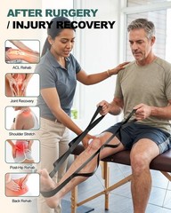 Non-Elastic Stretching Strap with Loops for Physical Therapy & Rehab, Knee Hi…