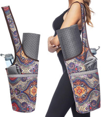Canvas Yoga Mat Bag Fits Most Mats Yoga Bag with Large Storage Pockets to Hold M