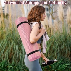 Fitvids 1/2″ Thick High Density Exercise Yoga Mat, Carrying Strap, Pink (Used)