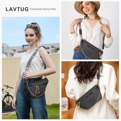 Fashion Waist Packs, Crossbody Fanny Packs for Women Leather Sling Bag BLACK