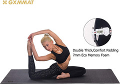 Gxmmat Large Yoga Mat 72″x 48″(6’x4′) x 7mm for Pilates Large, Black Real