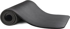 Exercise Yoga Mat 1/2-In Extra Thick High Density Black Anti-Tear Carrying Strap