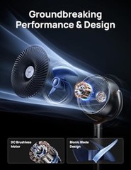 DREO Fan for Bedroom, 120°+120°Omni-directional Oscillating Fan, 90ft, Silver