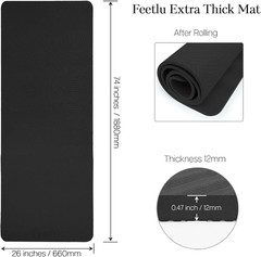 Extra Thick 12mm Non-Slip Exercise Mat for Yoga, Pilates & Workouts