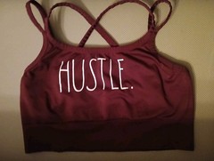 Rae Dunn “HUSTLE.” Sports Bra & Vivitar Yoga Dice Set