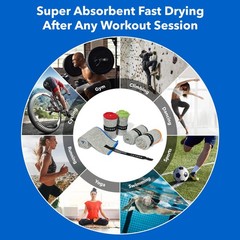 Acteon Microfiber Gym Towels 5 Pack Quick Dry Silver Ion Odor-Free Sweat Towel