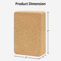 Cork Yoga Block, Natural Cork from Portuguese, Premium Brick 9″x6″x3″, Eco-Fr…