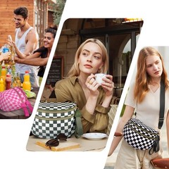 Checkered Crossbody Bag,Nylon Bum Bags for Women Crossbody,Spacious Sling Bag…