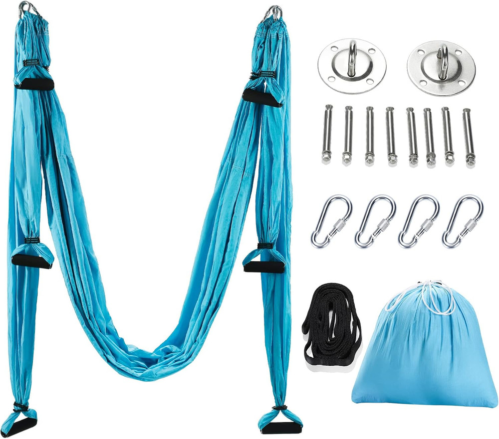 ZELUS Aerial Yoga Swing Sling Strong Yoga Hammock Kit Set Trapeze Inversion Equi