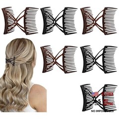 Magic Magic Hair Comb Clips for Women – 6 Pcs Accessories – Elastic Black, Brown