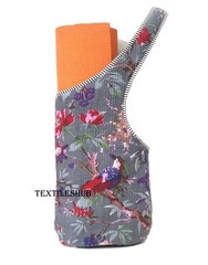 Quilted Cotton Yoga Mat Bag Floral Print Handmade Sling Carry Bag with zipper