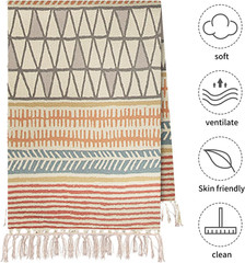 Cifupy Organic Cotton Yoga Mat Handwoven Non Slip Yoga Rug 24×72