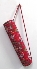 Indian Red Kantha Paradise Mandala Bag Shoulder Strap Yoga Mat Carrier Yoga Bags