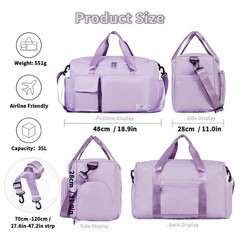 FIORETTO Women’s Gym Duffle Bag with Shoes Compartment, 30L Capacity, Ideal f…