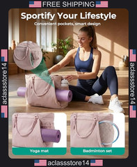 BagSmart yoga tote bag for women lightweight gym bag with yoga mat holder