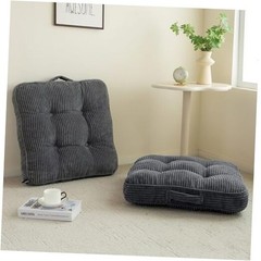 Washable Floor Pillow Cushion for Adults, 22x22x4Inch(Pack of 2) Dark Grey