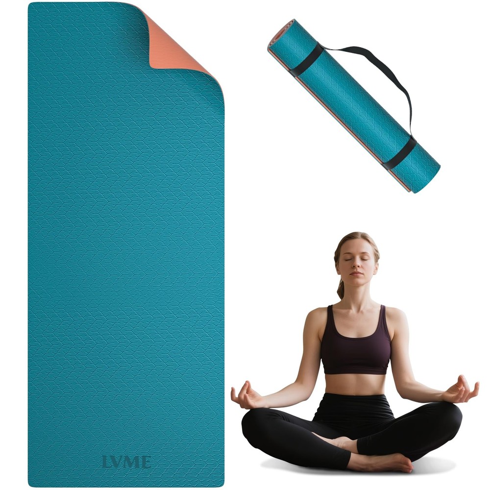 Yoga Mat Non Slip, Anti-Tear 1/4″ & 2/5″ Thick TPE Yoga Mats for and Men, a s…